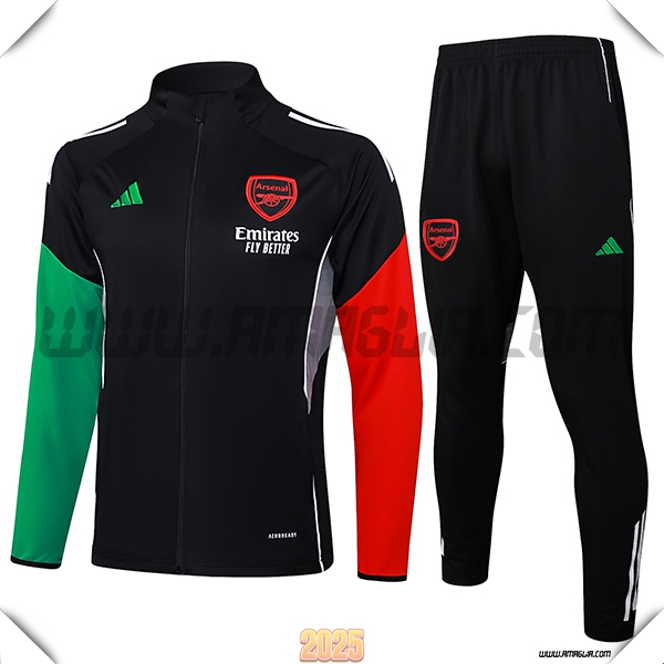 Tuta Calcio Giacca Arsenal Nero/Verde/Rosso 2025 2026