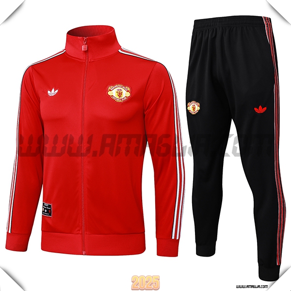 Tuta Calcio Giacca Manchester United Rosso/Bianco 2025 2026