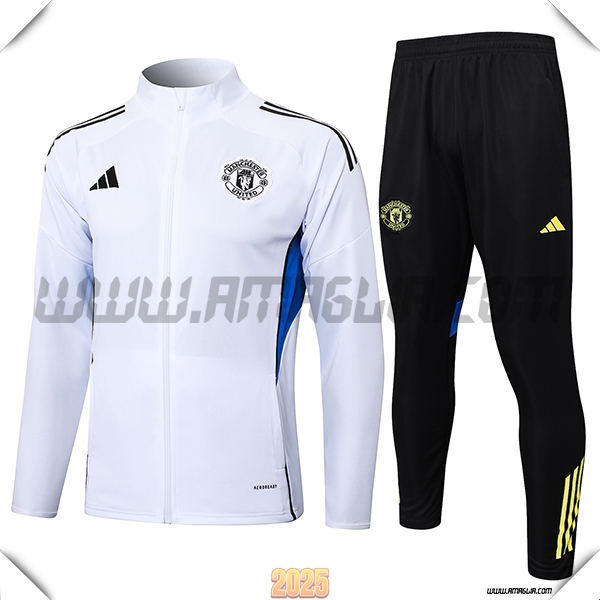 Tuta Calcio Giacca Manchester United Bianco/Blu 2025 2026