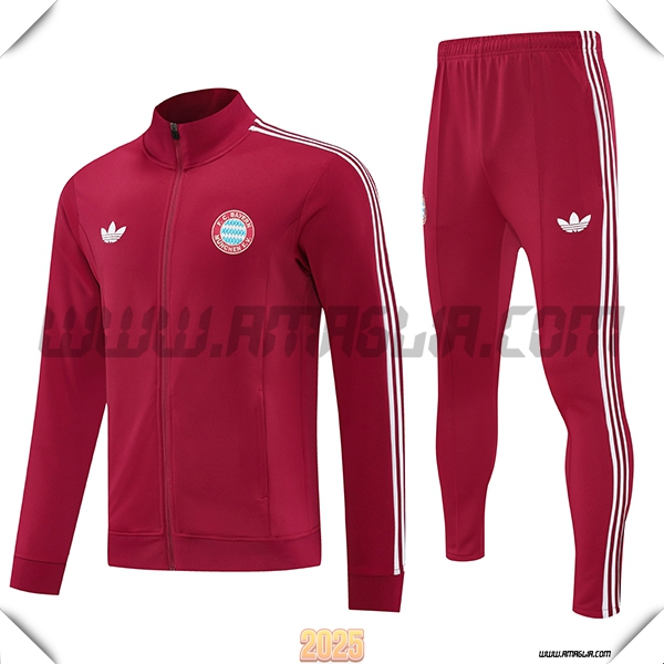 Tuta Calcio Giacca Bayern Monaco Rosso/Bianco 2025 2026