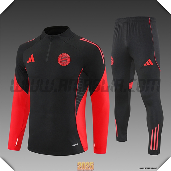 Tuta Calcio Bayern Monaco Bambino Nero/Rosso 2025 2026