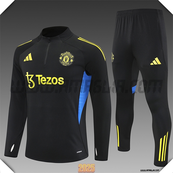Tuta Calcio Manchester United Bambino Nero/Giallo/Blu 2025 2026