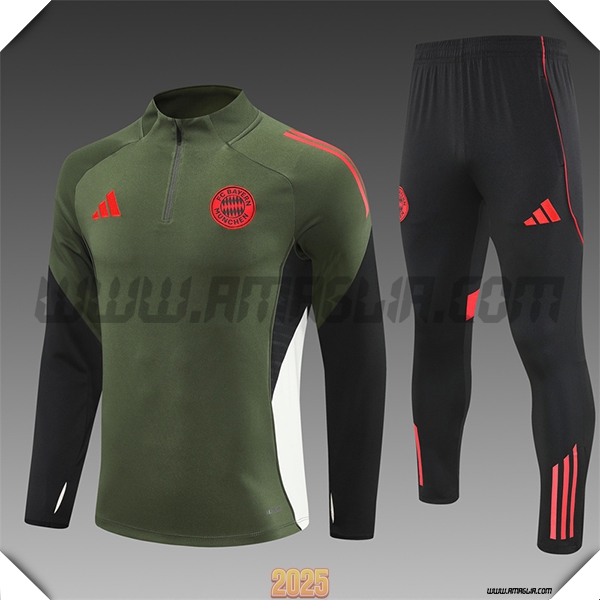 Tuta Calcio Bayern Monaco Bambino Verde/Nero/Bianco/Rosso 2025 2026