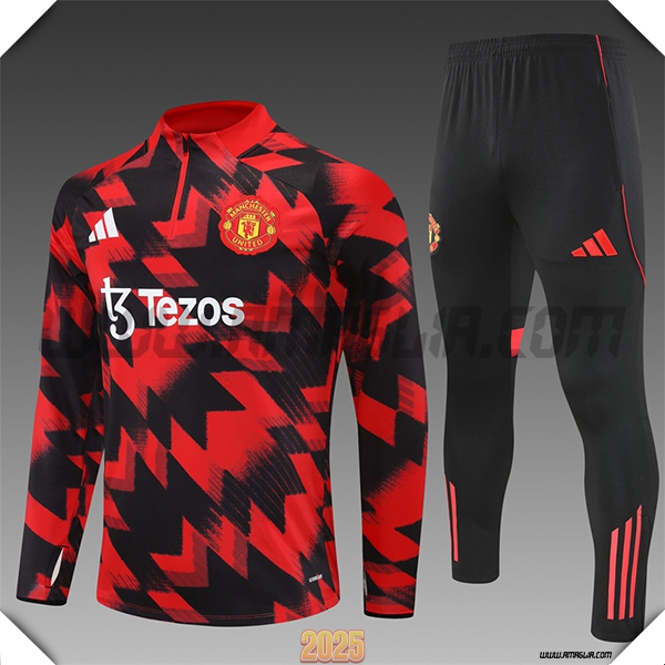 Tuta Calcio Manchester United Bambino Rosso/Nero 2025 2026