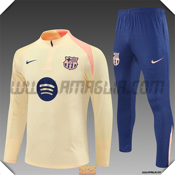 Tuta Calcio FC Barcellona Bambino Beige/Rosa 2025 2026 -02