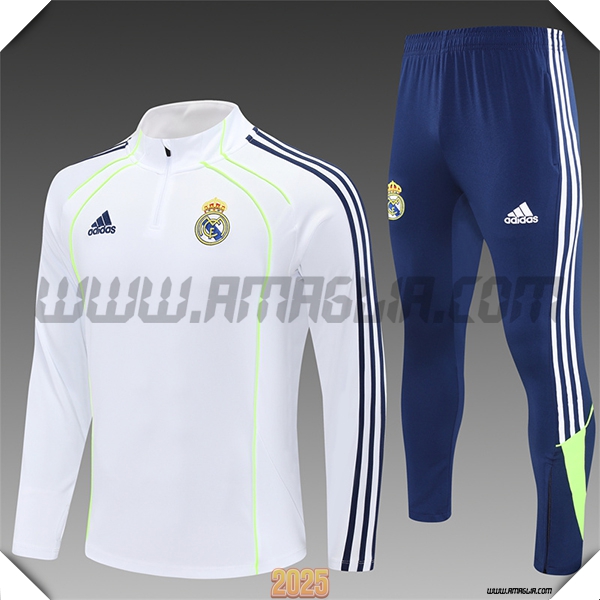 Tuta Calcio Real Madrid Bambino Bianco/Blu/Verde 2025 2026