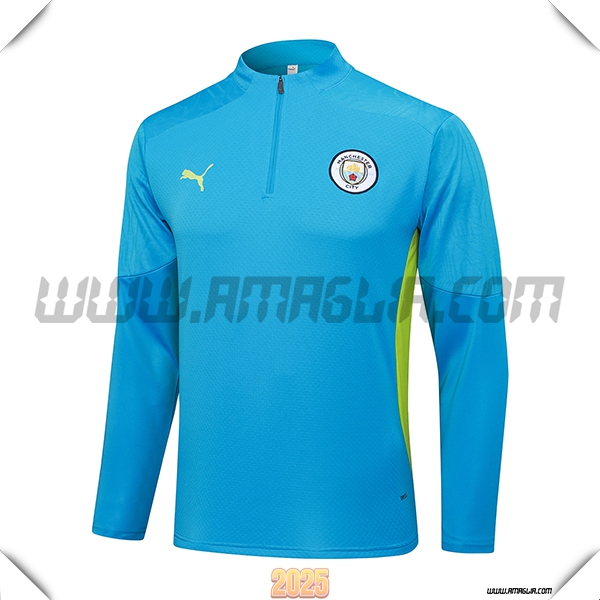 Felpa Allenamento Manchester City Blu/Verde 2025 2026