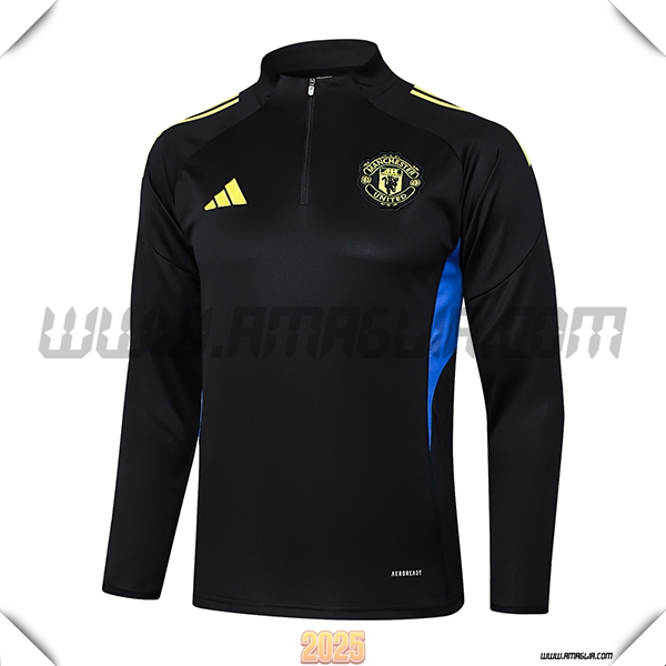 Felpa Allenamento Manchester United Nero/Blu/Giallo 2025 2026