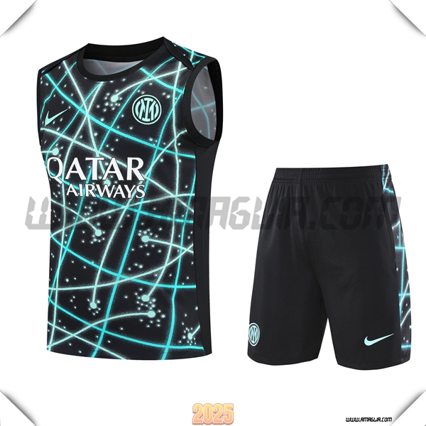 Kit Canotta Allenamento Inter Milan Bambino Nero/Blu 2025 2026