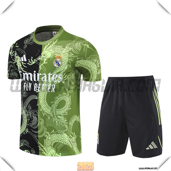 Kit Maglia Allenamento Real Madrid Bambino Nero/Verde/Bianco 2025 2026