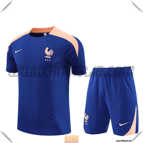 Kit Maglia Allenamento Francia Bambino Blu/Rosa 2025 2026