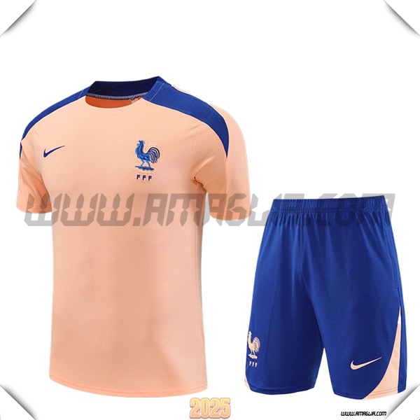Kit Maglia Allenamento Francia Bambino Rosa/Blu 2025 2026
