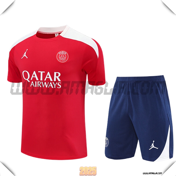 Kit Maglia Allenamento PSG Bambino Rosso/Bianco 2025 2026
