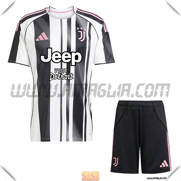 Nuovo Maglia da Juventus Bambino Prima 2025 2026 Bianco/Nero