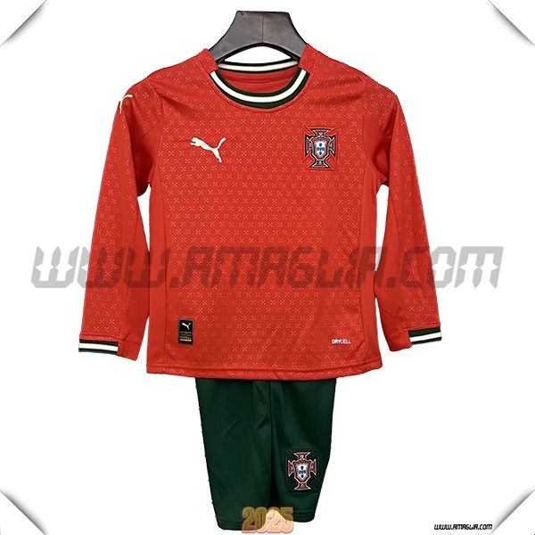 Nuovo Maglia da Portogallo Maniche lunghe Bambino Prima 2025 2026 Rosso