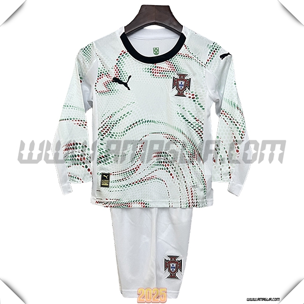 Nuovo Maglia da Portogallo Maniche lunghe Bambino Seconda 2025 2026 Bianco
