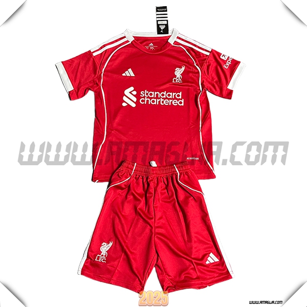 Kit Maglia da FC Liverpool Bambino Prima Rosso 2025 2026
