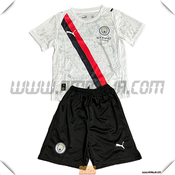 Kit Maglia da Manchester City Bambino Seconda Bianco 2025 2026
