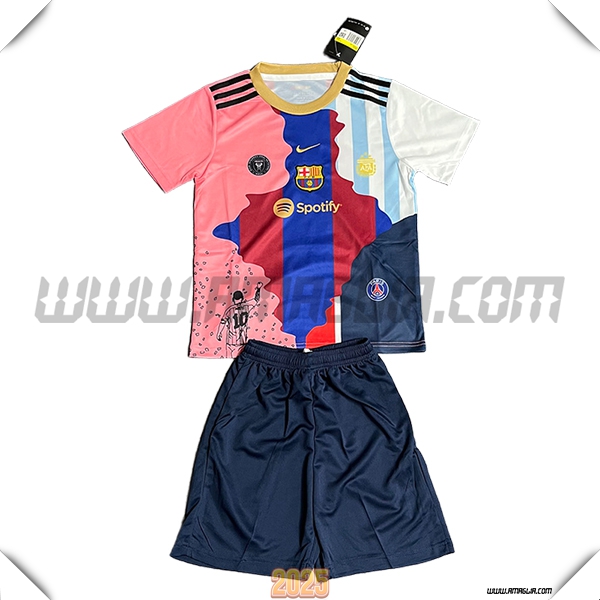 Kit Maglia da FC Barcellona Bambino MESSI #10 Edizione Speciale Rosso/Blu 2025 2026