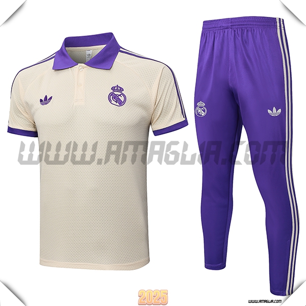 Kit Maglia Polo Real Madrid Beige/viola 2025 2026