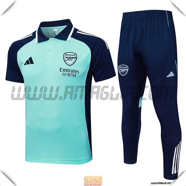 Kit Maglia Polo Arsenal Verde/Blu 2025 2026