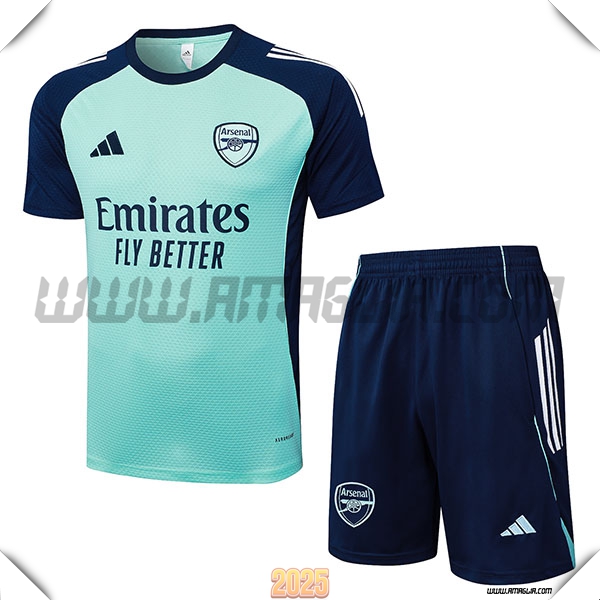 Kit Maglia Allenamento Arsenal Verde/Blu 2025 2026 -02
