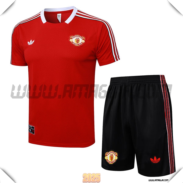 Kit Maglia Allenamento Manchester United Rosso/Bianco 2025 2026