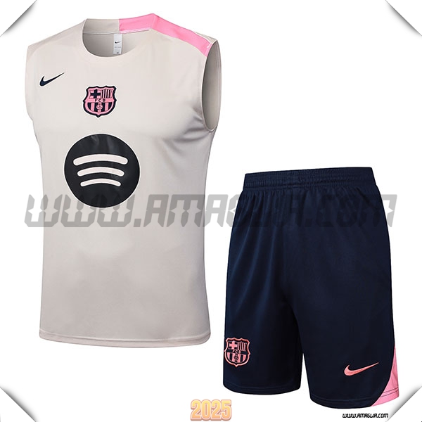 Kit Canotta Allenamento FC Barcellona Beige/Rosa 2025 2026