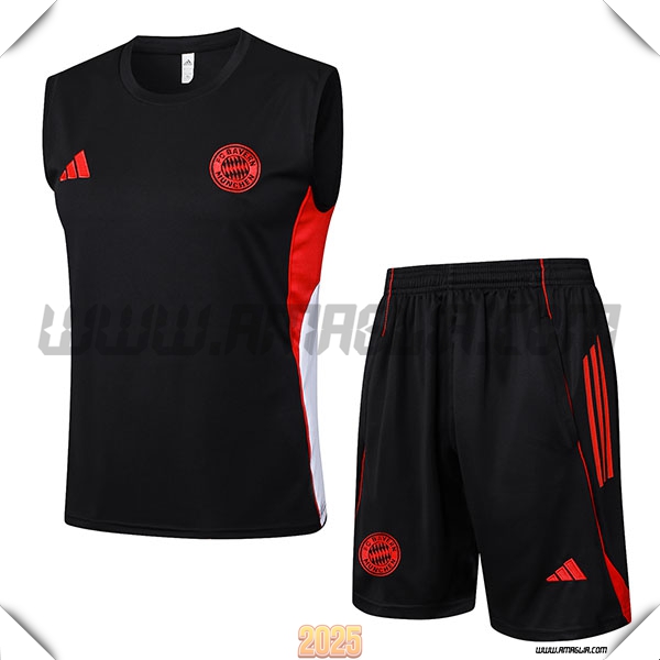 Kit Canotta Allenamento Bayern Monaco Nero/Bianco/Rosso 2025 2026