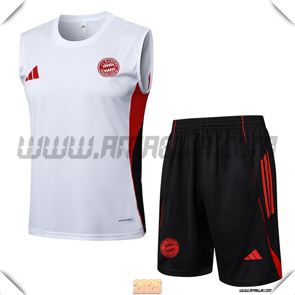 Kit Canotta Allenamento Bayern Monaco Bianco/Nero/Rosso 2025 2026
