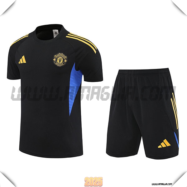Kit Maglia Allenamento Manchester United Nero/Giallo/Blu 2025 2026 -02