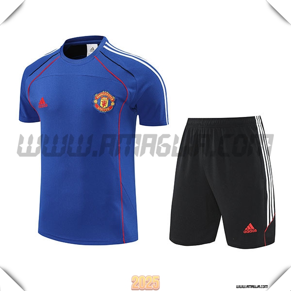 Kit Maglia Allenamento Manchester United Blu/Rosso 2025 2026