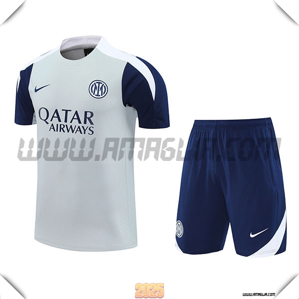 Kit Maglia Allenamento Inter Milan Grigio/Blu/Bianco 2025 2026