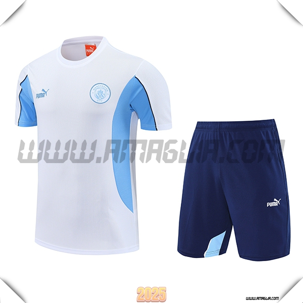 Kit Maglia Allenamento Manchester City Bianco/Blu 2025 2026