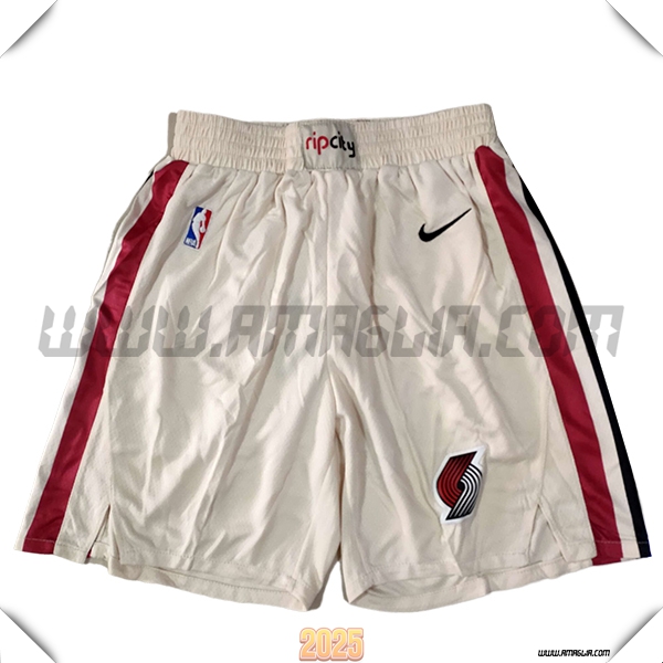 Pantaloncini NBA Portland Trail Blazers 2025/26 Beige/Nero/Rosso