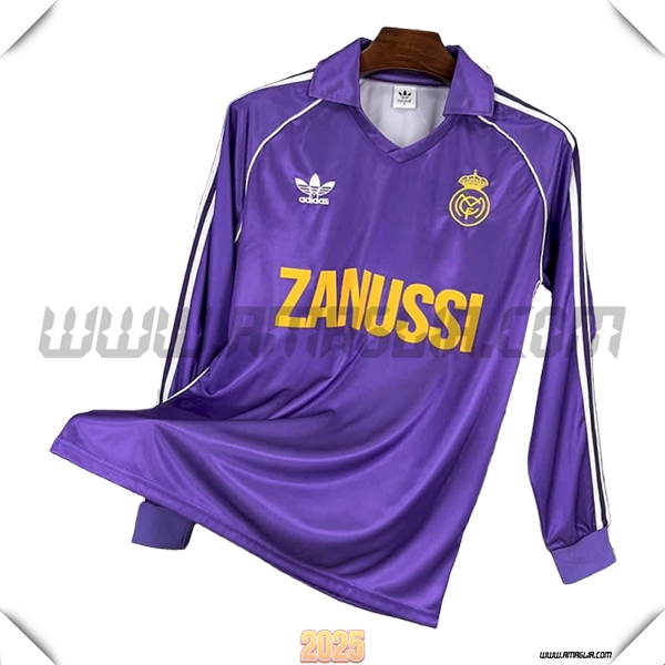 Terzo Maglia Retro Real Madrid Maniche lunghe 1984/1985 Viola/Bianco