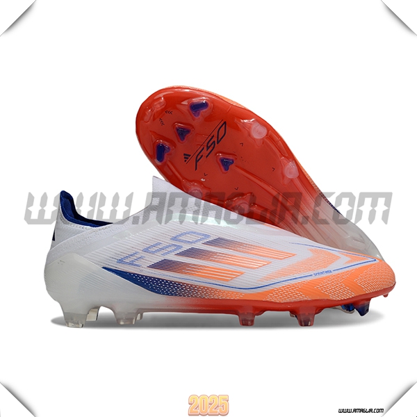 Adidas Scarpe Da Calcio F50 Elite Laceless FG Bianco/Arancia/Blu