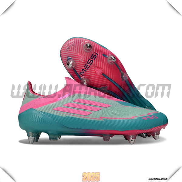 Adidas Scarpe Da Calcio F50 Elite Laceless SG Verde/Rosa -02
