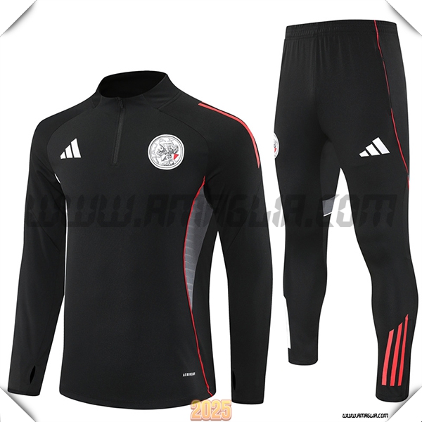 Tuta Calcio Ajax Nero/Rosso/Grigio 2025 2026