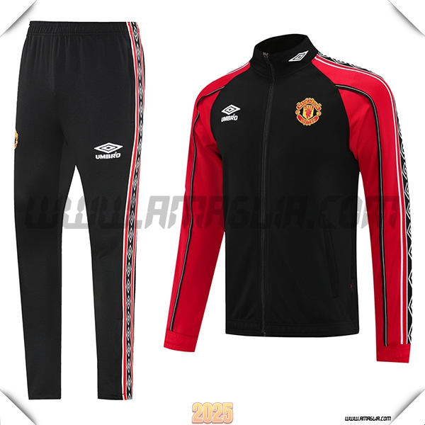 Tuta Calcio Giacca Manchester United Nero/Rosso 2025 2026 -02