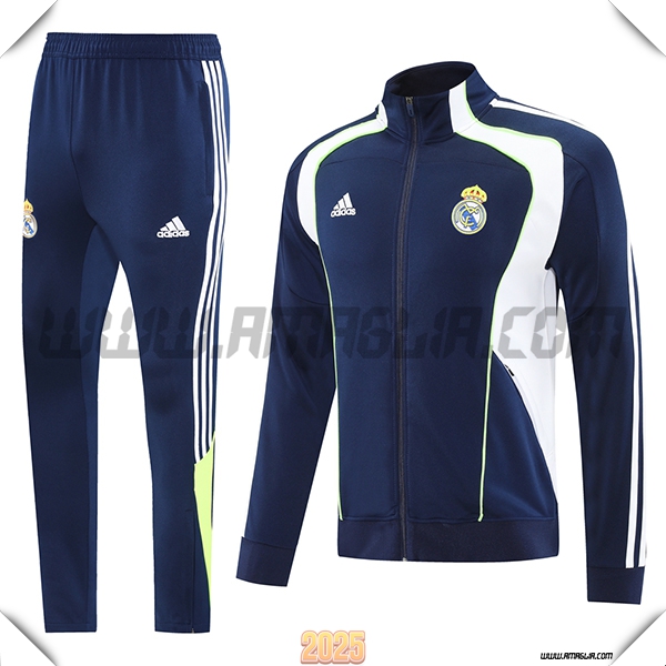 Tuta Calcio Giacca Real Madrid Blu/Bianco/Verde 2025 2026
