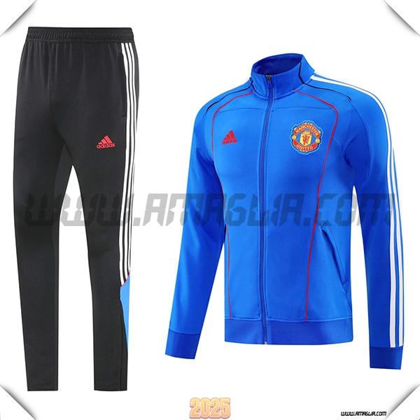Tuta Calcio Giacca Manchester United Blu/Bianco/Rosso 2025 2026