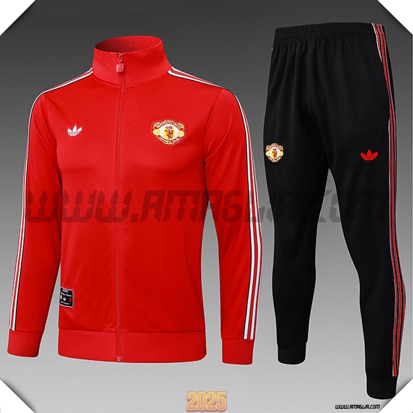 Tuta Calcio Giacca Manchester United Bambino Rosso/Bianco 2025 2026