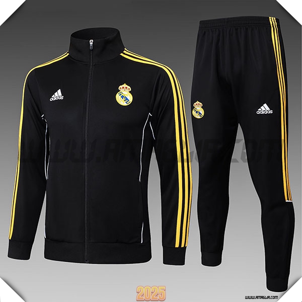 Tuta Calcio Giacca Real Madrid Bambino Nero/Giallo 2025 2026