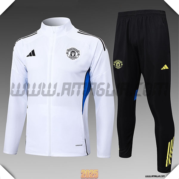 Tuta Calcio Giacca Manchester United Bambino Bianco/Blu 2025 2026