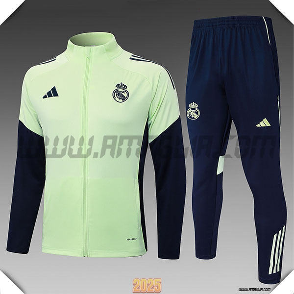 Tuta Calcio Giacca Real Madrid Bambino Verde/Blu 2025 2026