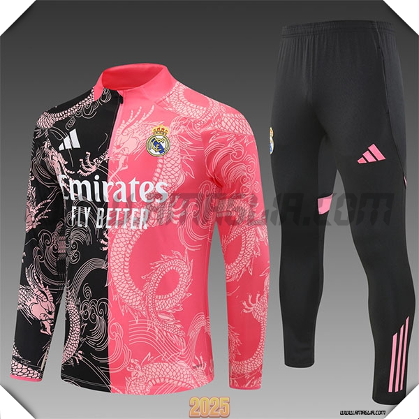 Tuta Calcio Real Madrid Bambino Nero/Rosa/Bianco 2025 2026