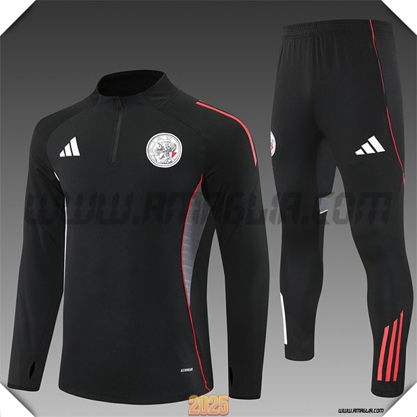 Tuta Calcio Ajax Bambino Nero/Rosso/Grigio 2025 2026