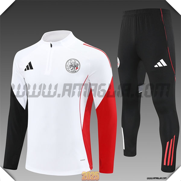 Tuta Calcio Ajax Bambino Bianco/Nero/Rosso 2025 2026