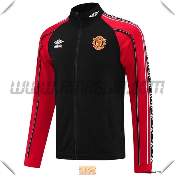 Giacca Calcio Manchester United Nero/Rosso 2025 2026 -03